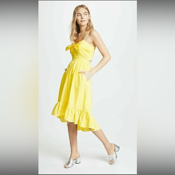 Clorinda Ruffle-Hem High-Low Cotton Sun Dress Pineapple Yellow Dress Size 2 $288 - Picture 4 of 6